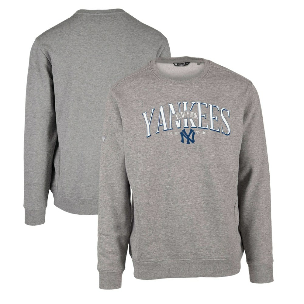New York Yankees Levelwear Zane Cooperstown Collection Retro Spellout Pullover Sweatshirt - Gray Pullover