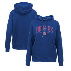 Atlanta Braves Levelwear Women's Adorn Cooperstown Collection Retro Spellout Pullover Hoodie - Royal Hoodies