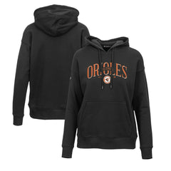 Baltimore Orioles Levelwear Women's Adorn Cooperstown Collection Retro Spellout Pullover Hoodie - Black Hoodies