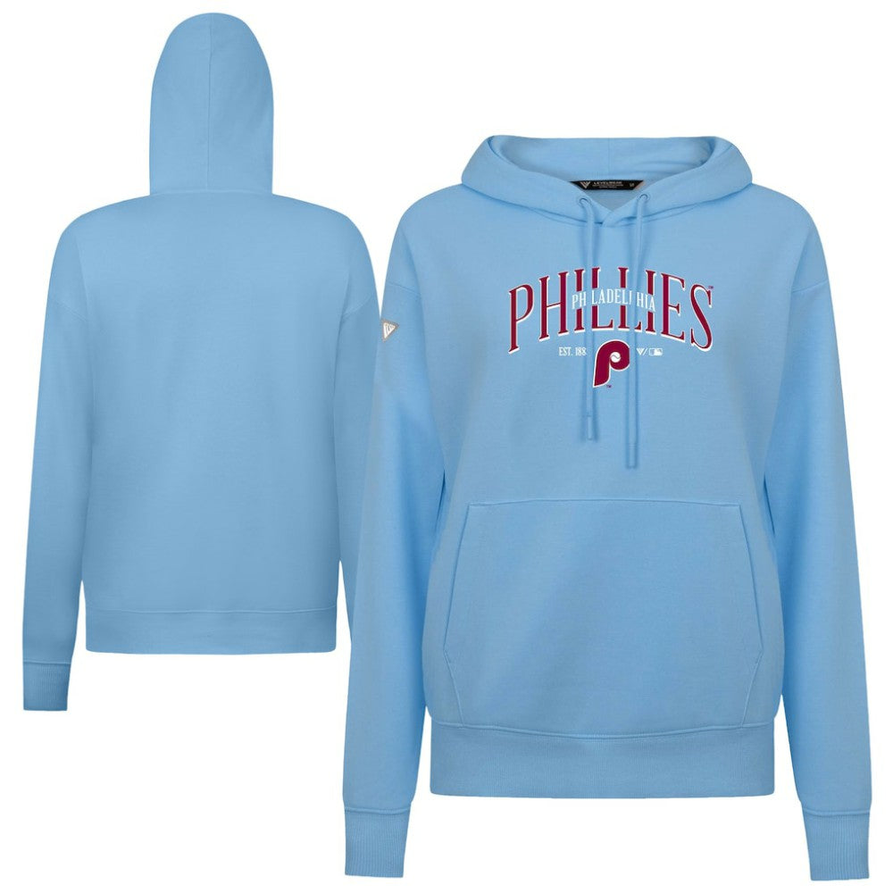Philadelphia Phillies Levelwear Women's Adorn Cooperstown Collection Retro Spellout Pullover Hoodie - Blue Hoodies