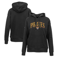 Pittsburgh Pirates Levelwear Women's Adorn Cooperstown Collection Retro Spellout Pullover Hoodie - Black Hoodies
