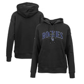 Colorado Rockies Levelwear Women's Adorn Cooperstown Collection Retro Spellout Pullover Hoodie - Black Hoodies