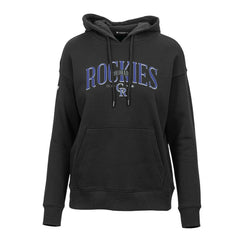 Colorado Rockies Levelwear Women's Adorn Cooperstown Collection Retro Spellout Pullover Hoodie - Black Hoodies