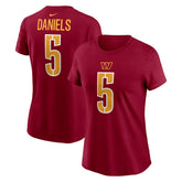 Jayden Daniels Washington Commanders Women's Name & Number T-Shirt Burgundy