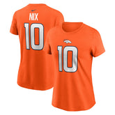 Bo Nix Denver Broncos Women's Name & Number T-Shirt Orange