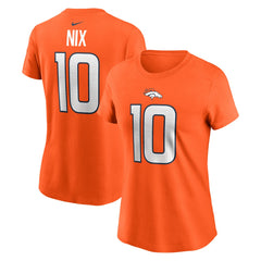 Bo Nix Denver Broncos Women's Name & Number T-Shirt Orange