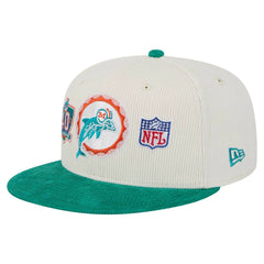 Miami Dolphins New Era Throwback Corduroy 59FIFTY Fitted Hat Cream/Aqua