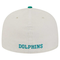Miami Dolphins New Era Throwback Corduroy 59FIFTY Fitted Hat Cream/Aqua