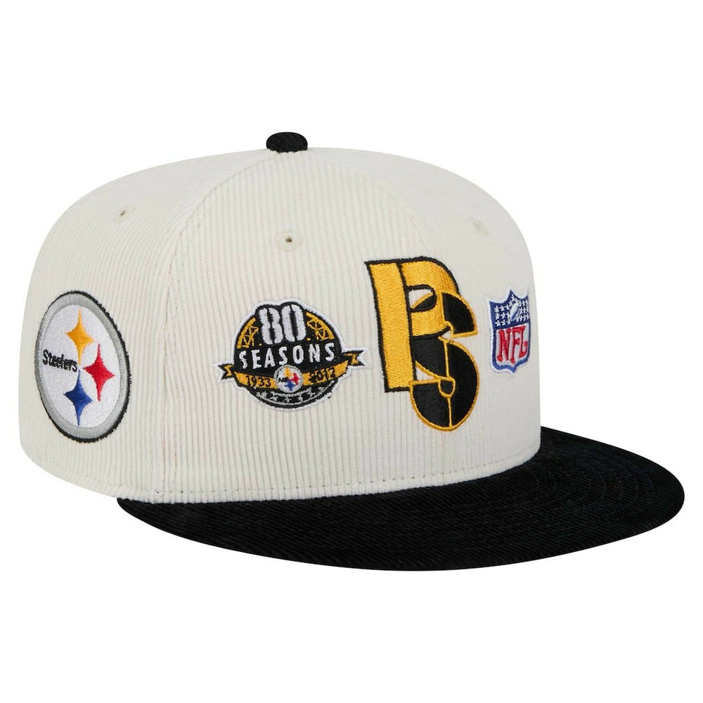 Pittsburgh Steelers New Era Corduroy 59FIFTY Fitted Hat Cream/Black