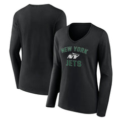 New York Jets Women's Victory Arch Long Sleeve V-Neck T-Shirt Black