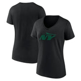 New York Jets Women's Secondary Logo V-Neck T-Shirt Black