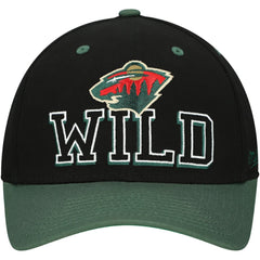 NHL Minnesota Wild Mitchell & Ness Backside Script 2-Tone Pro Crown Adjustable Hat - Black/Green