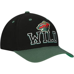 NHL Minnesota Wild Mitchell & Ness Backside Script 2-Tone Pro Crown Adjustable Hat - Black/Green