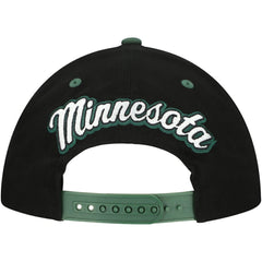 NHL Minnesota Wild Mitchell & Ness Backside Script 2-Tone Pro Crown Adjustable Hat - Black/Green
