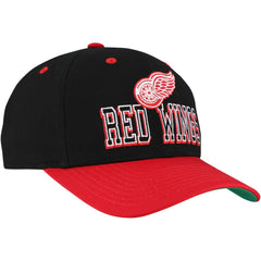 NHL Detroit Red Wings Mitchell & Ness Backside Script Two-Tone Pro Crown Adjustable Hat - Black/Red