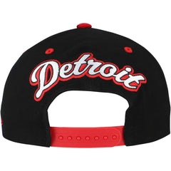 NHL Detroit Red Wings Mitchell & Ness Backside Script Two-Tone Pro Crown Adjustable Hat - Black/Red