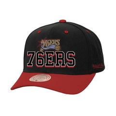Philadelphia 76ers Backside Script 2-Tone Pro Crown Adjustable Hat Black/Red