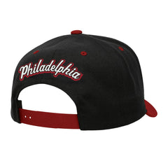 Philadelphia 76ers Backside Script 2-Tone Pro Crown Adjustable Hat Black/Red