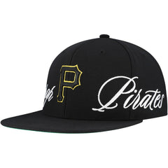 Pittsburgh Pirates Mitchell & Ness Just Don x MLB Lux Script Snapback Hat - Black Hats