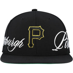 Pittsburgh Pirates Mitchell & Ness Just Don x MLB Lux Script Snapback Hat - Black Hats