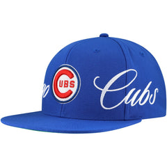 Chicago Cubs Mitchell & Ness Just Don x MLB Lux Script Snapback Hat - Royal Hats