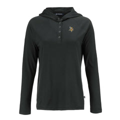 Minnesota Vikings Cutter & Buck Women's Coastline Epic Comfort Eco Recycled Raglan Pullover Hoodie Black