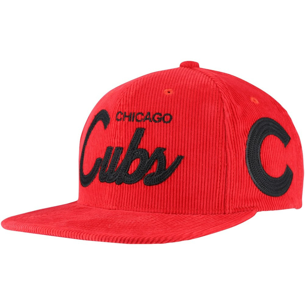 Mitchell & Ness Chicago Cubs Male Adult Corduroy Snapback Hat - Red Hats