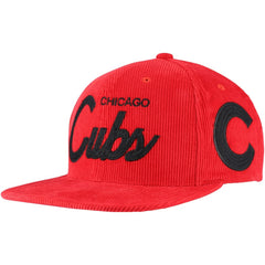 Mitchell & Ness Chicago Cubs Male Adult Corduroy Snapback Hat - Red Hats