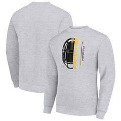 Pittsburgh Steelers Starter Half Helmet Team Graphic Tri-Blend Fleece Pullover Sweatshirt Heather Gray
