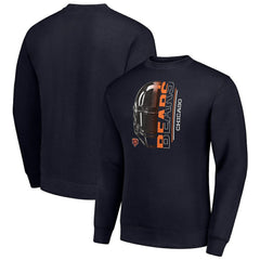 Chicago Bears Starter Half Helmet Team Graphic Tri-Blend Fleece Pullover Sweatshirt Navy