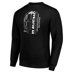 Baltimore Ravens Starter Half Helmet Team Graphic Tri-Blend Fleece Pullover Sweatshirt Black