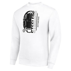 Pittsburgh Steelers Starter Half Helmet Team Graphic Tri-Blend Fleece Pullover Sweatshirt White