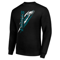 Philadelphia Eagles Starter Color Scratch Team Graphic Fleece Pullover Sweatshirt Black