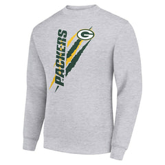 Green Bay Packers Starter Color Scratch Team Graphic Fleece Pullover Sweatshirt Heather Gray