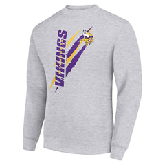 Minnesota Vikings Starter Color Scratch Team Graphic Fleece Pullover Sweatshirt Heather Gray