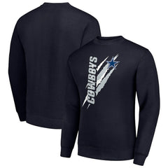 Dallas Cowboys Starter Color Scratch Team Graphic Fleece Pullover Sweatshirt Navy