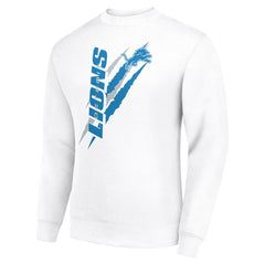 Detroit Lions Starter Color Scratch Team Graphic Fleece Pullover Sweatshirt White