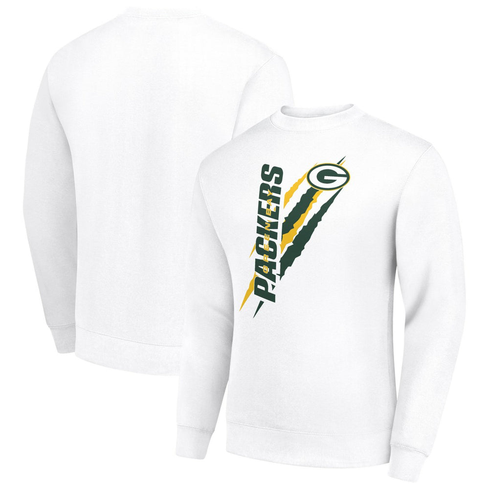 Green Bay Packers Starter Color Scratch Team Graphic Fleece Pullover Sweatshirt White