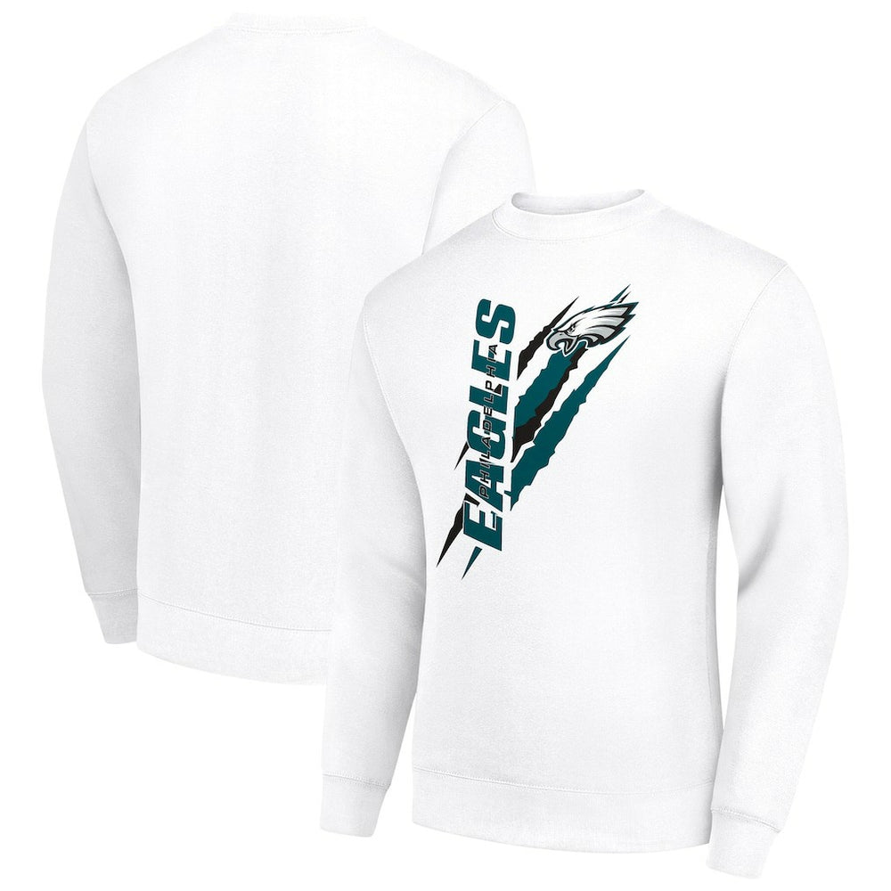 Philadelphia Eagles Starter Color Scratch Team Graphic Fleece Pullover Sweatshirt White