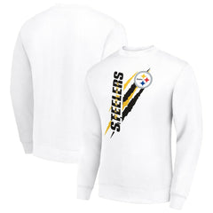 Pittsburgh Steelers Starter Color Scratch Team Graphic Fleece Pullover Sweatshirt White