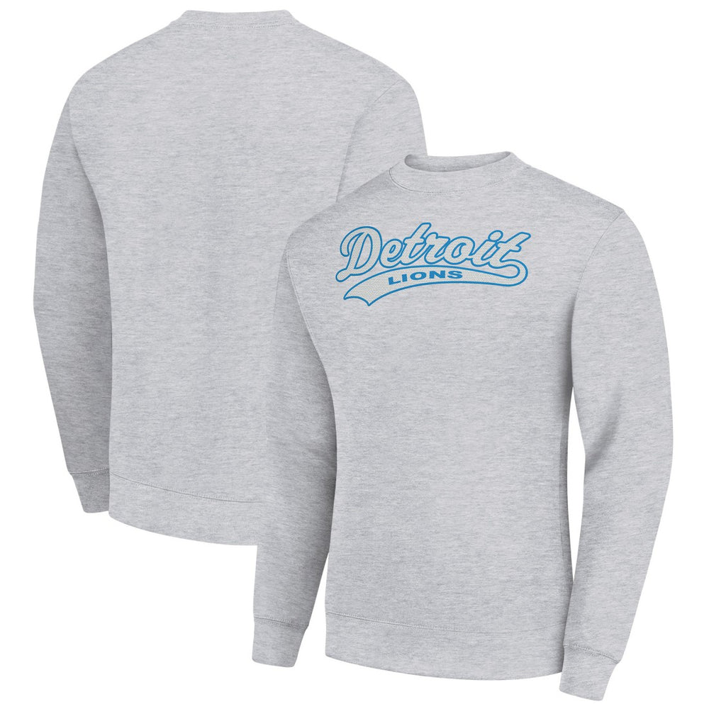 Detroit Lions Starter Tailsweep Team Graphic Tri-Blend Fleece Pullover Sweatshirt Heather Gray
