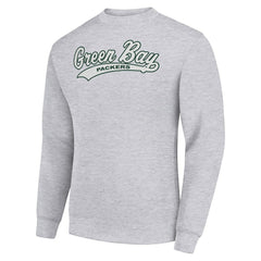 Green Bay Packers Starter Tailsweep Team Graphic Tri-Blend Fleece Pullover Sweatshirt Heather Gray
