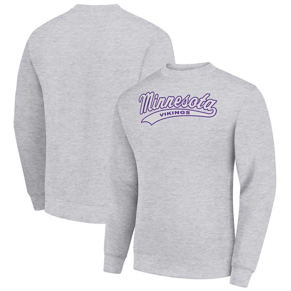 Minnesota Vikings Starter Tailsweep Team Graphic Tri-Blend Fleece Pullover Sweatshirt Heather Gray