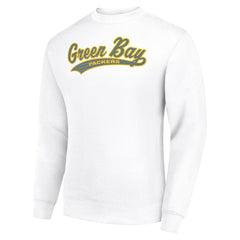 Green Bay Packers Starter Tailsweep Team Graphic Tri-Blend Fleece Pullover Sweatshirt White