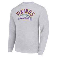 Minnesota Vikings Starter Half Ball Team Graphic Tri-Blend Fleece Pullover Sweatshirt Heather Gray