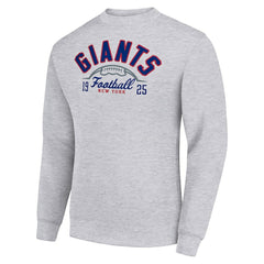 New York Giants Starter Half Ball Team Graphic Tri-Blend Fleece Pullover Sweatshirt Heather Gray