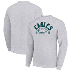 Philadelphia Eagles Starter Half Ball Team Graphic Tri-Blend Fleece Pullover Sweatshirt Heather Gray