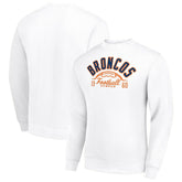 Denver Broncos Starter Half Ball Team Graphic Tri-Blend Fleece Pullover Sweatshirt White