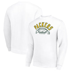 Green Bay Packers Starter Half Ball Team Graphic Tri-Blend Fleece Pullover Sweatshirt White