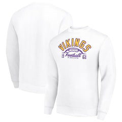 Minnesota Vikings Starter Half Ball Team Graphic Tri-Blend Fleece Pullover Sweatshirt White